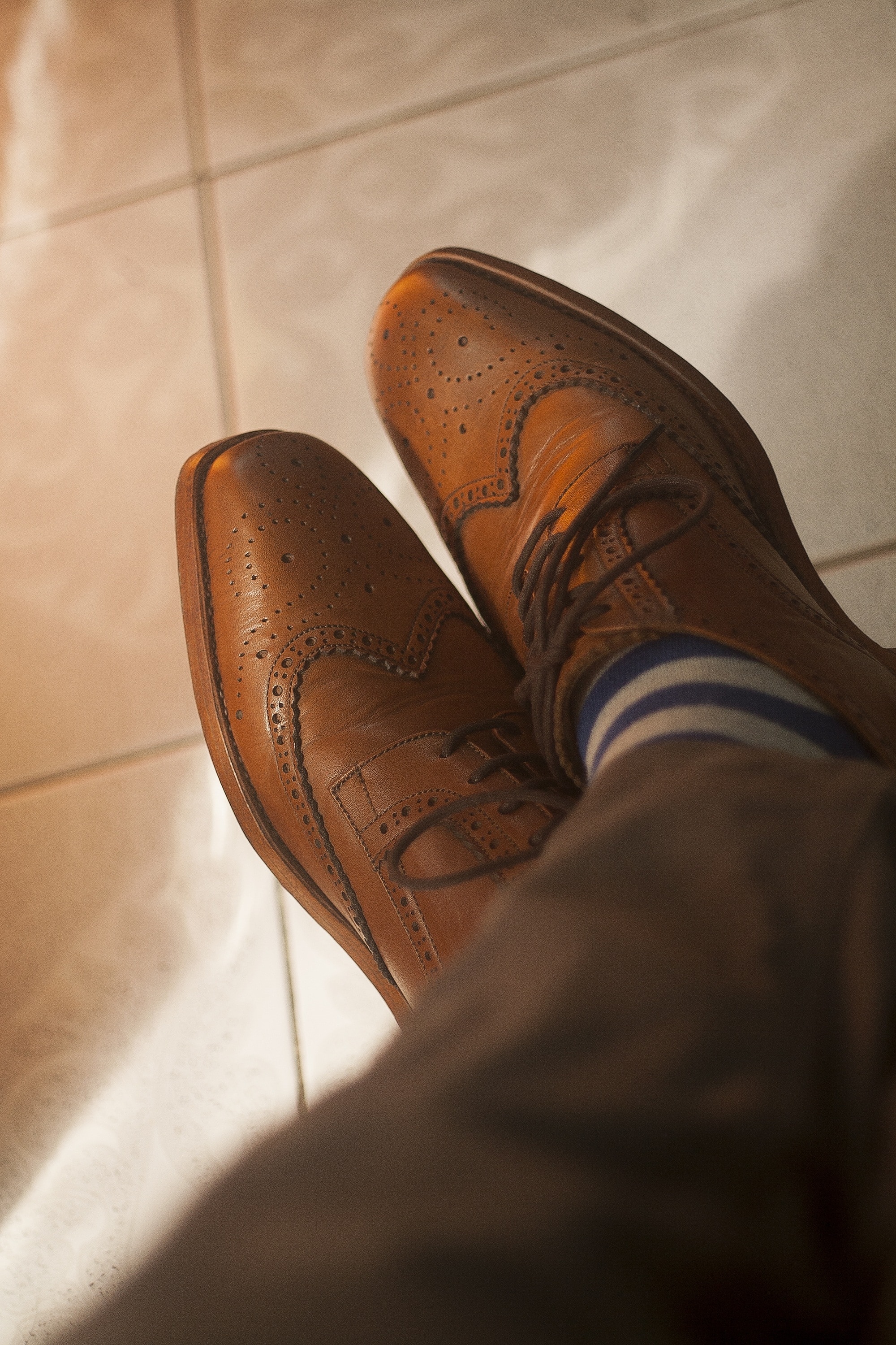 brown leather wingtip shoes