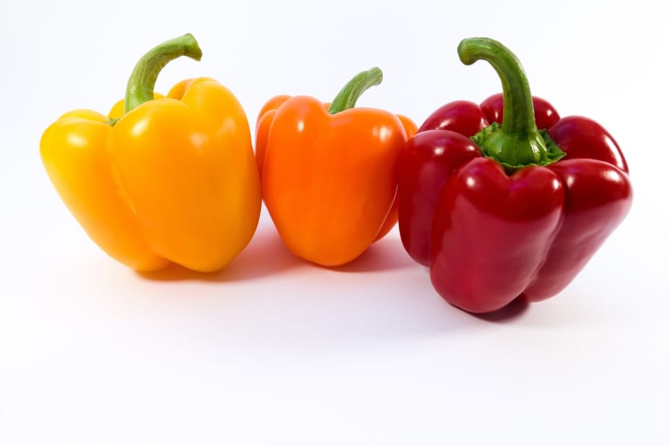 three Bell Peppers with white background preview