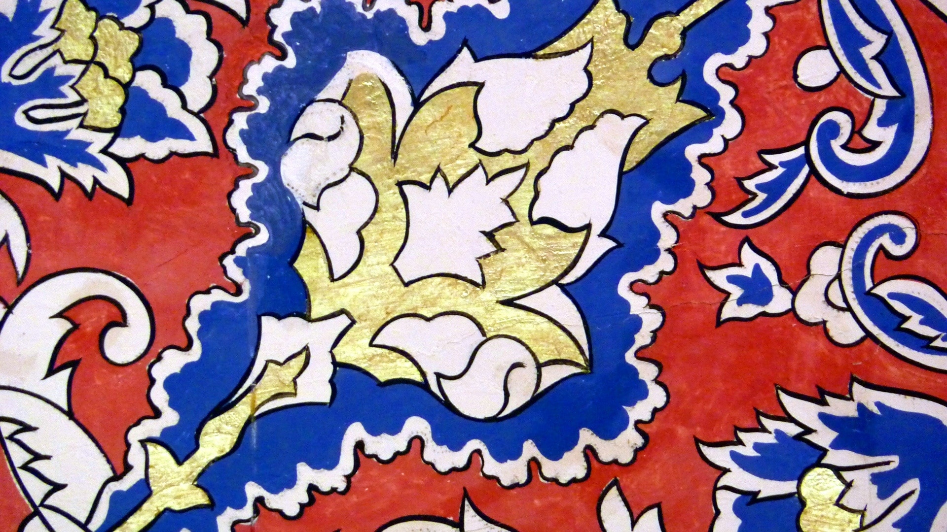 red blue and yellow floral artwork