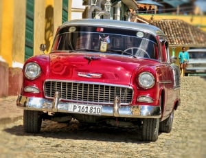 red and silver vintage car thumbnail