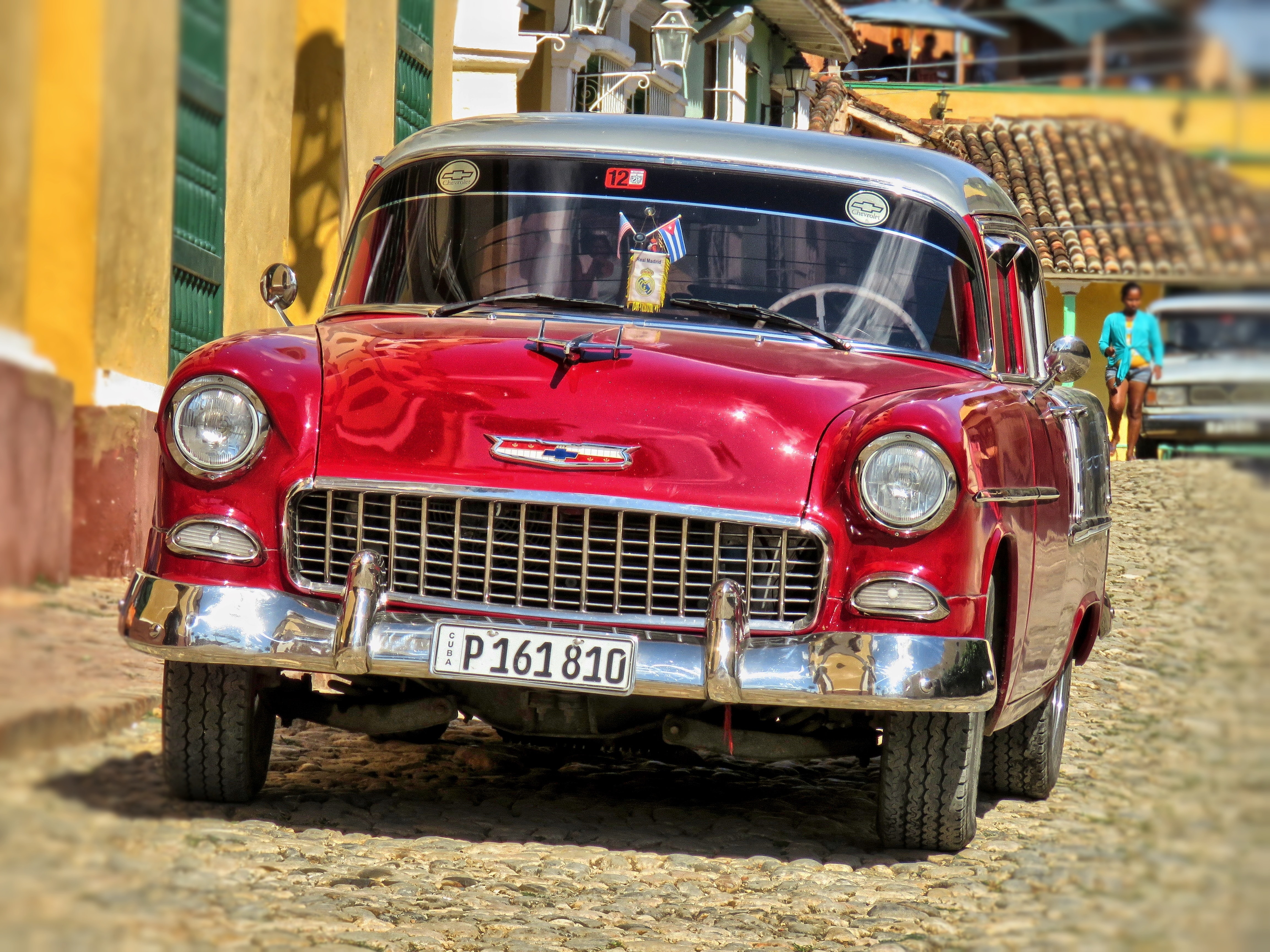 red and silver vintage car