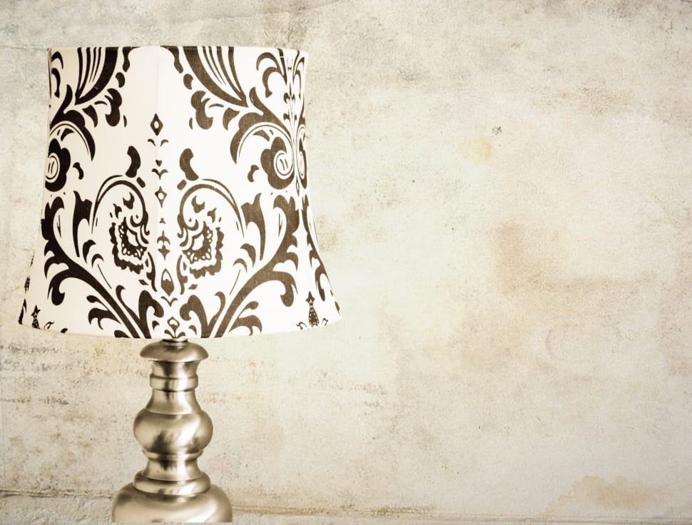 grey and white floral table lamp preview