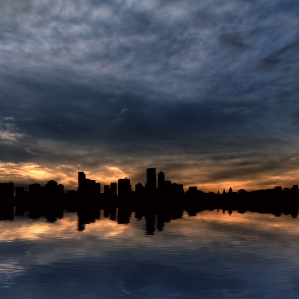 silhouette photography of high rise buildings preview