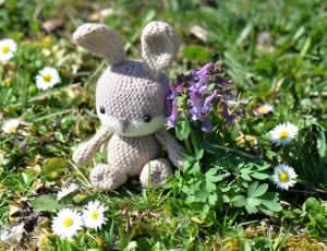 grey and white rabbit crochet doll thumbnail
