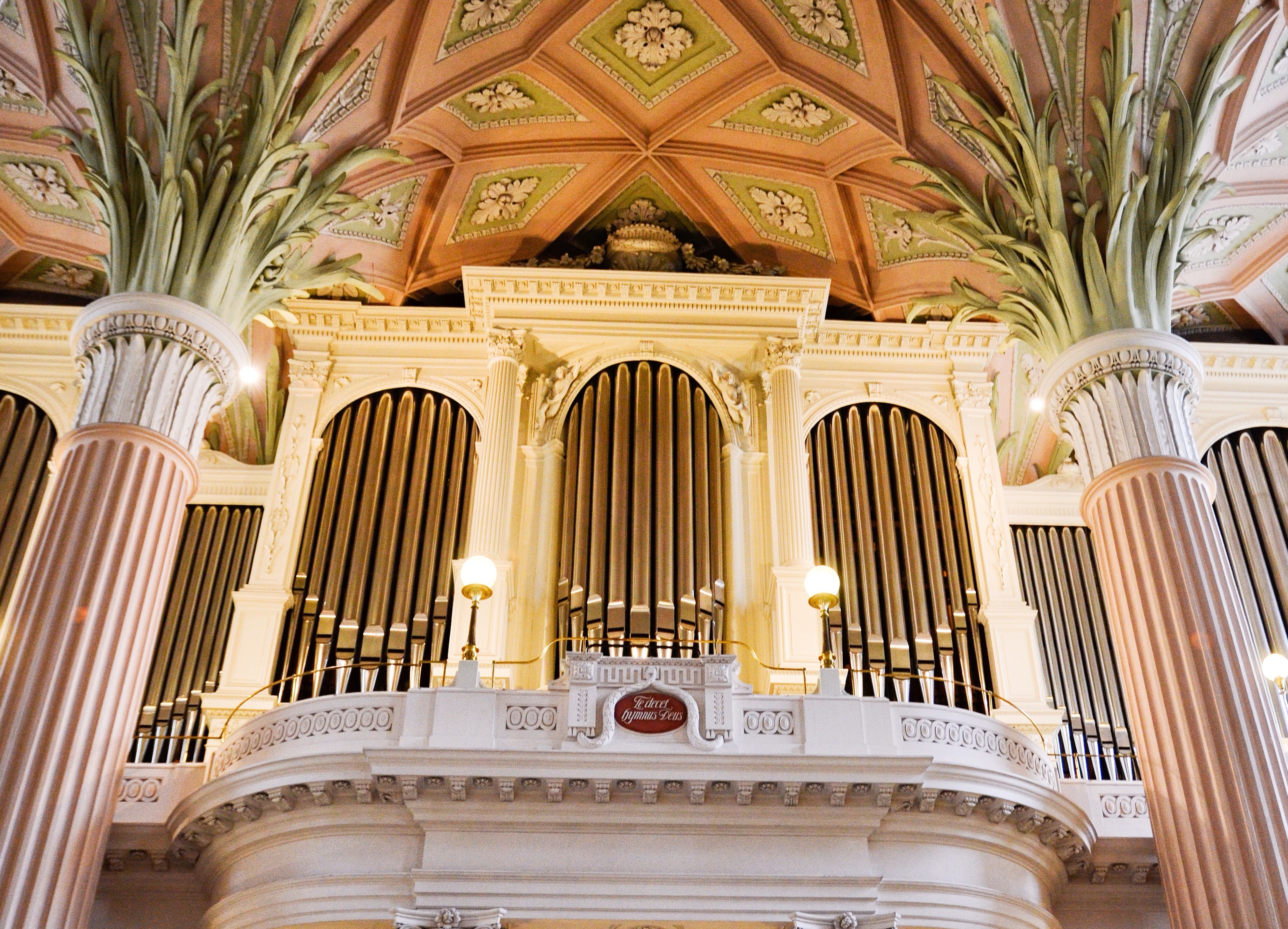 silver organ pipes in cathedral
