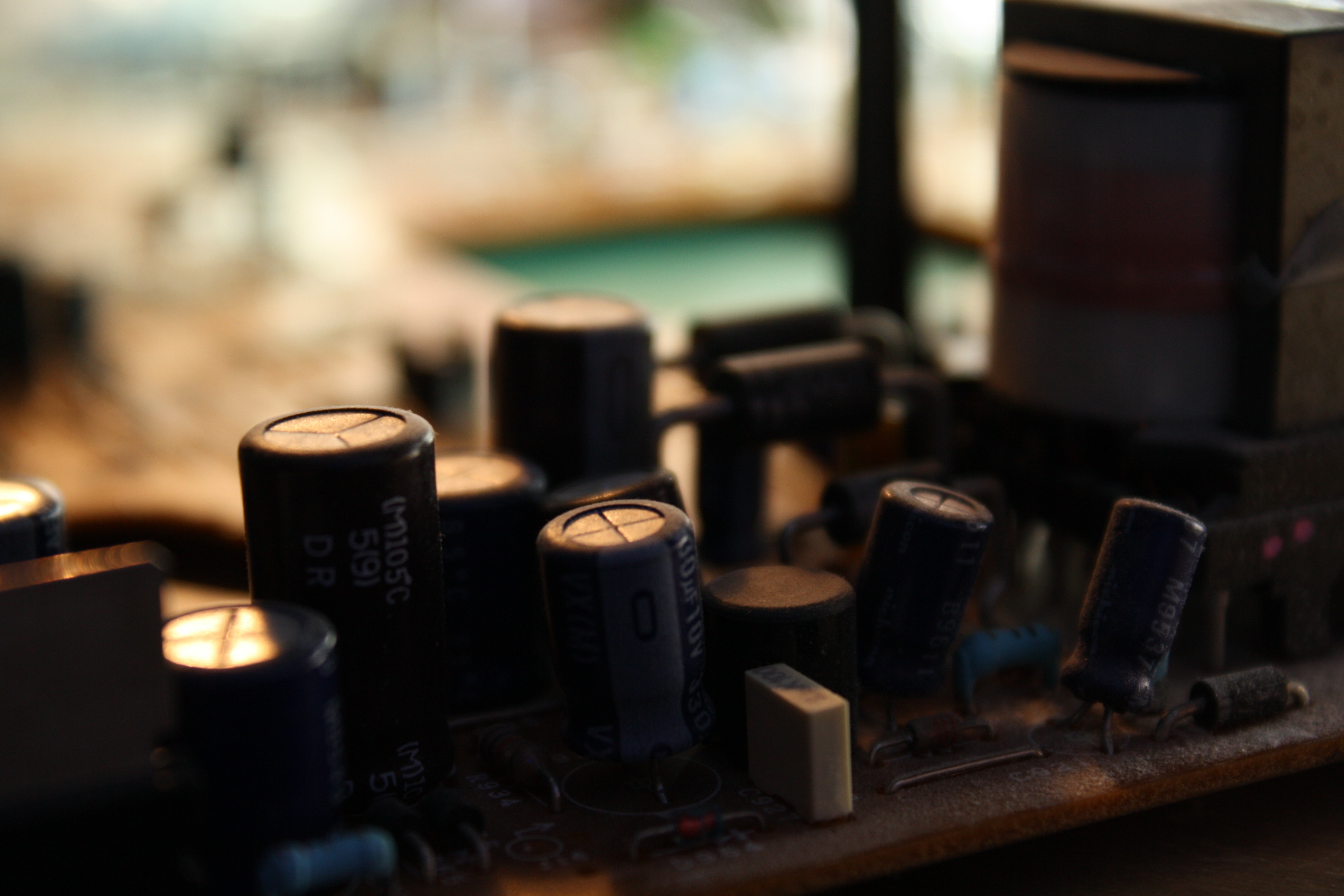 grey capacitor and transistor lot