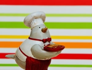 white snowman chef ceramic figurine thumbnail
