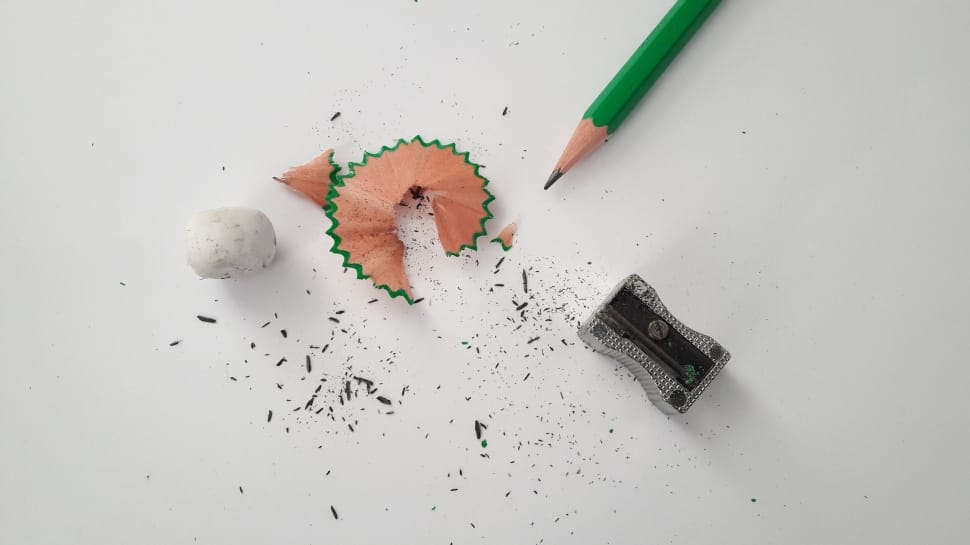 green pencil and gray sharpener preview