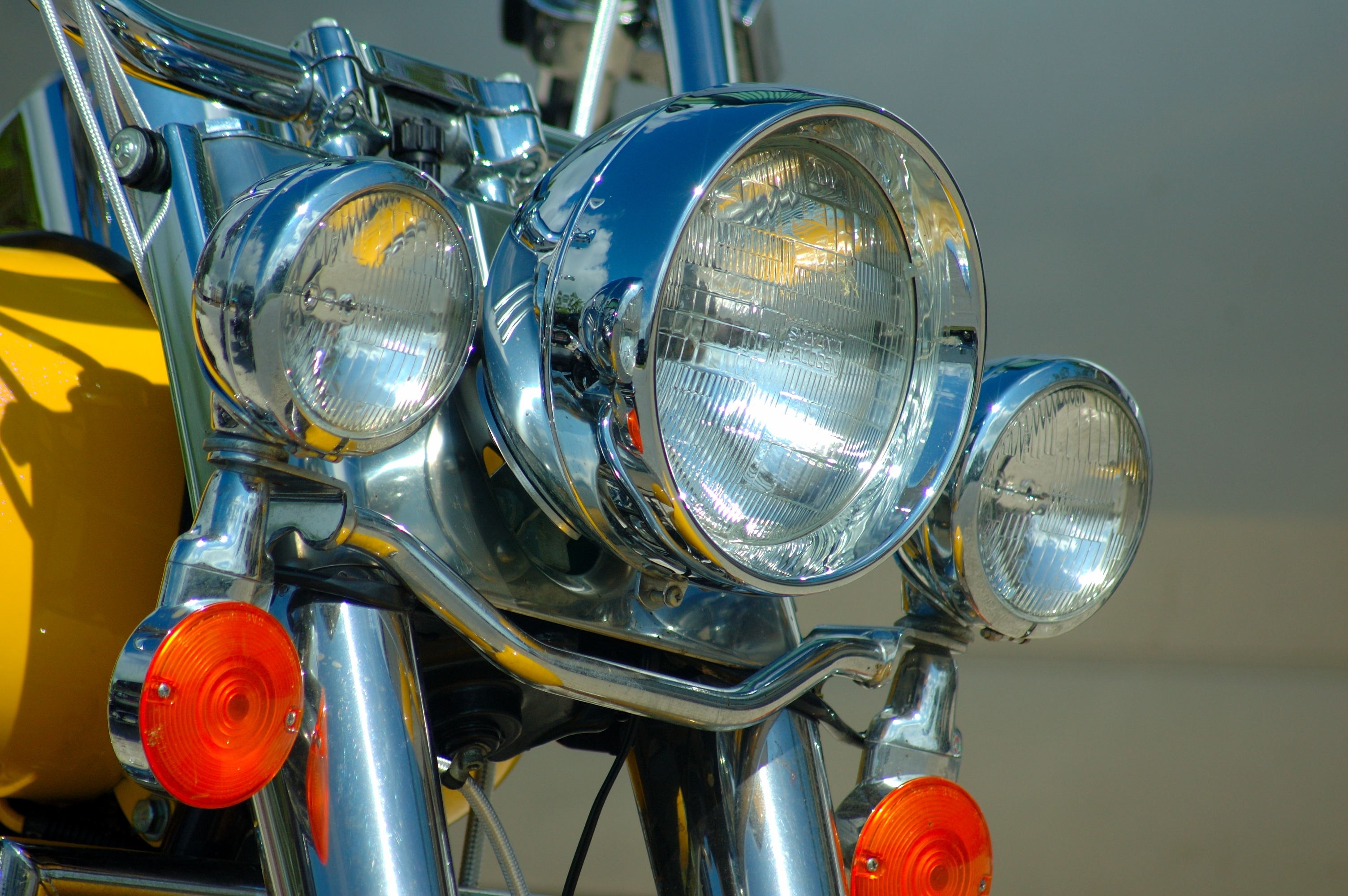 chrome motorcycle headlight