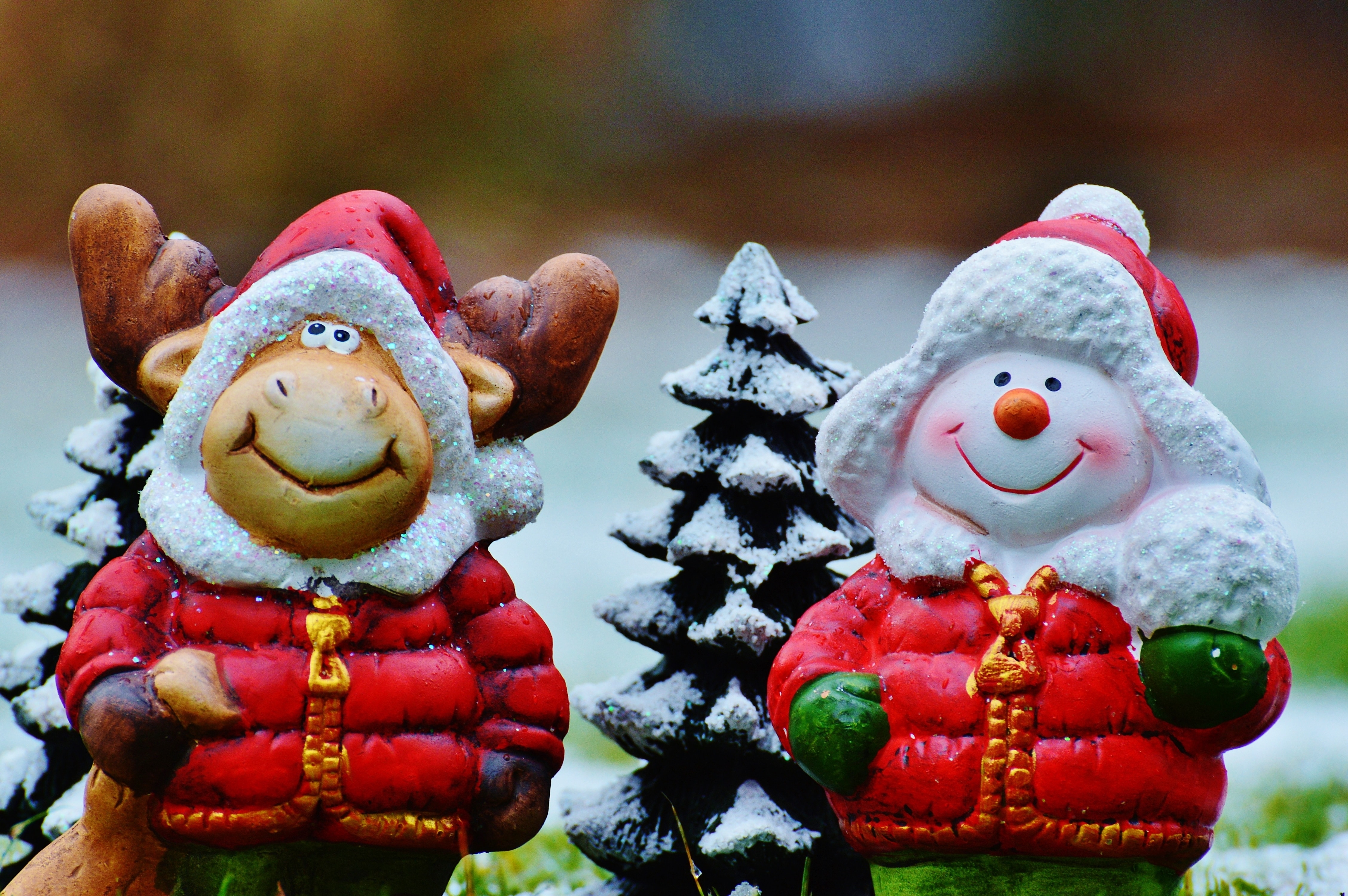 Christmas, Snow Man, Christmas Moose, smiling, happiness