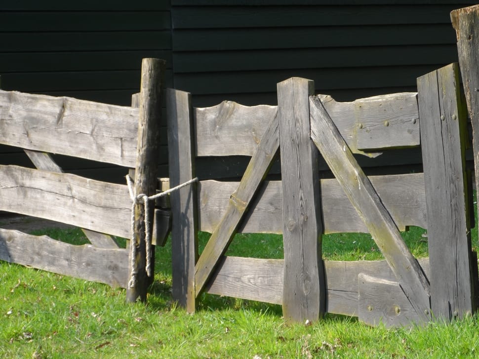 grey wooden fence gate preview