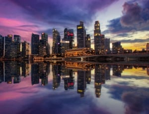 Sunset, Singapore, Sunrise, Marina Bay, reflection, cloud - sky thumbnail
