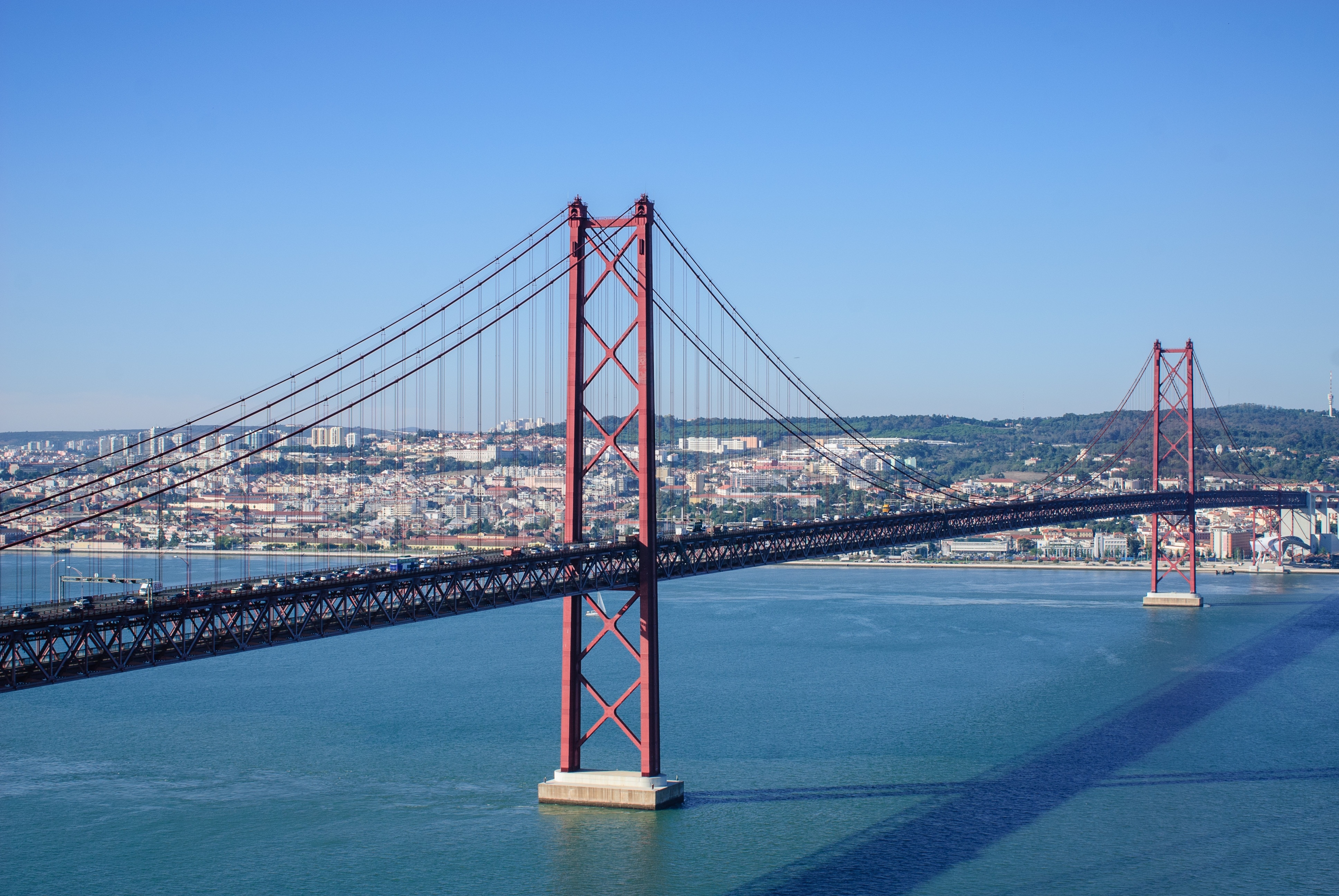 Ponte 25 De Abril, Lisbon, bridge - man made structure, suspension bridge