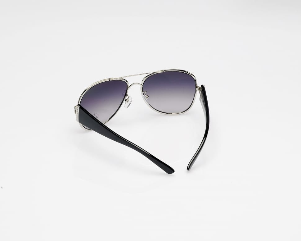 silver framed black lens sunglasses preview