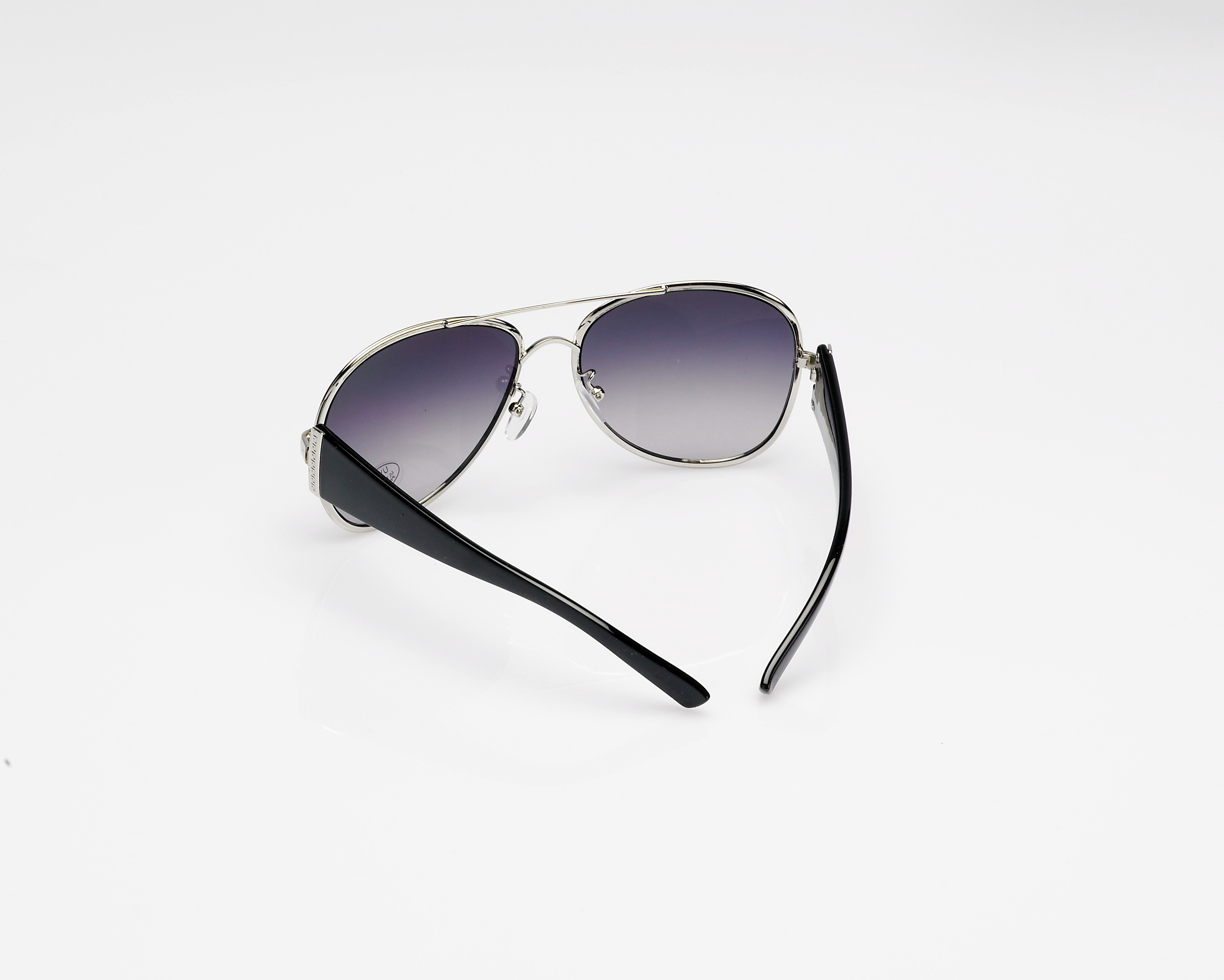 silver framed black lens sunglasses
