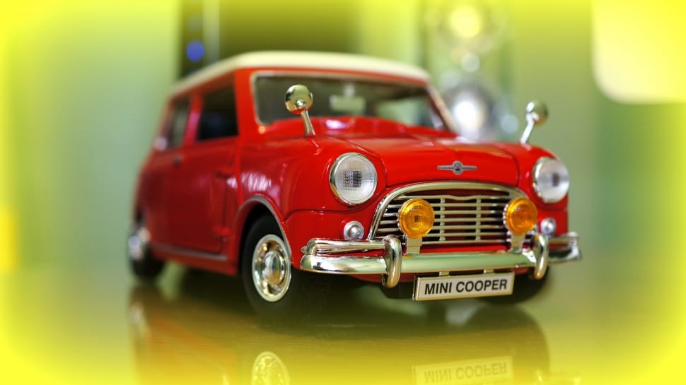 close up photo of red Mini Cooper miniature preview