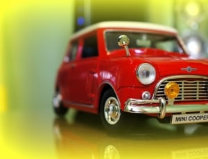 close up photo of red Mini Cooper miniature thumbnail