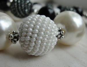 white and black beaded pendant thumbnail