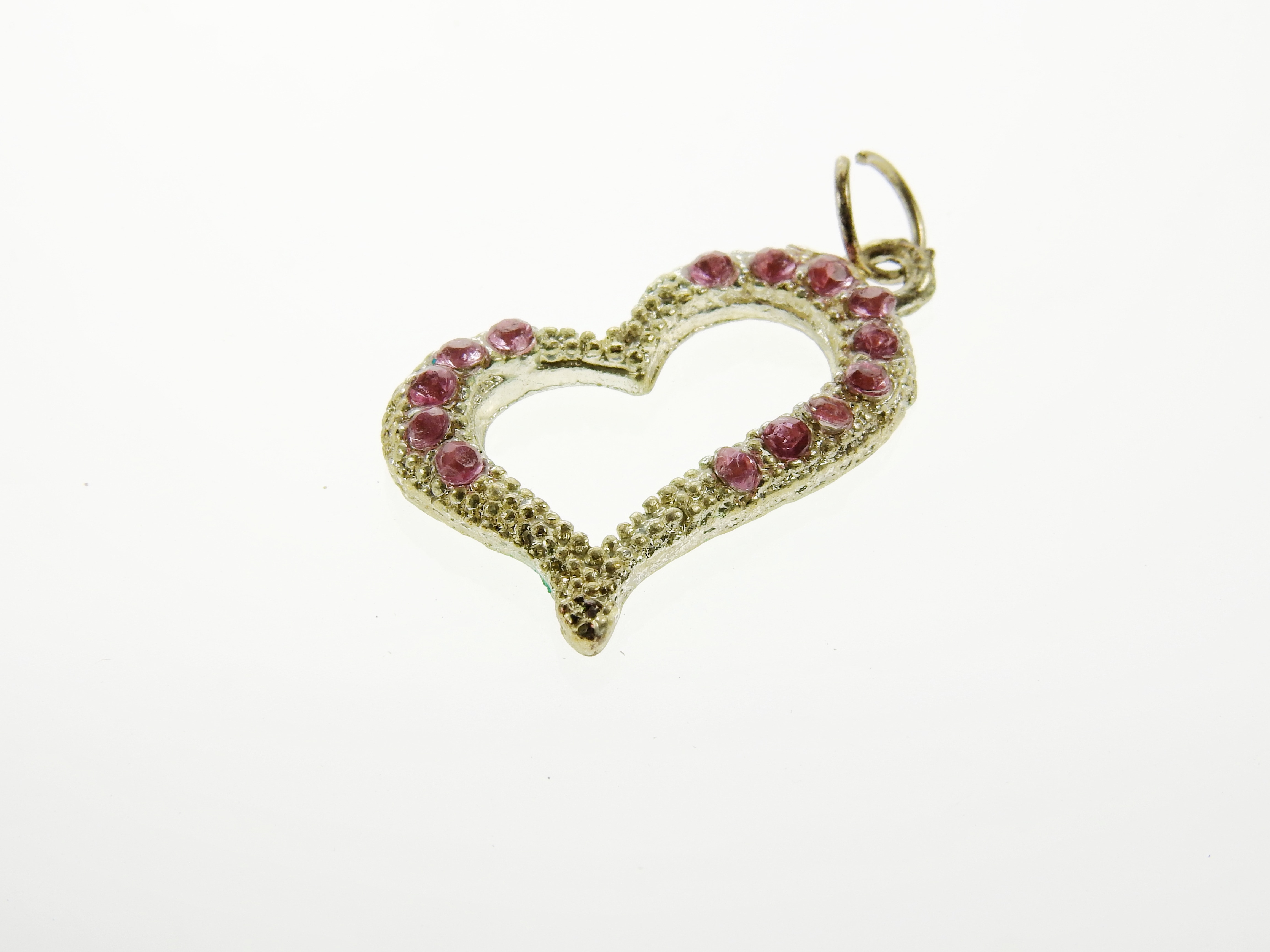 pink tourmaline embellish silver heart pendant