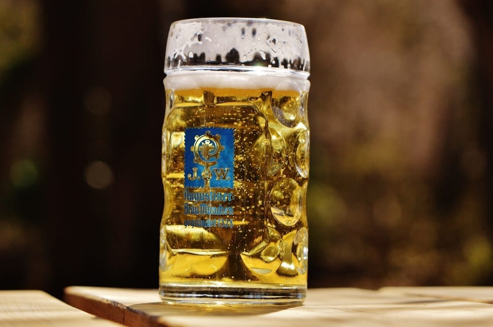 beer filled clear glass beer mug preview