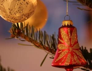 red gold christmas bell decor thumbnail