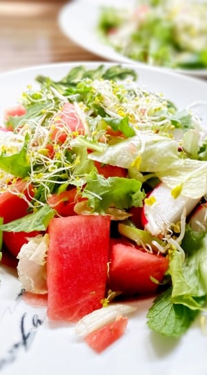 Watermelon, Salad, Vegan, Seedlings, lettuce, salad thumbnail