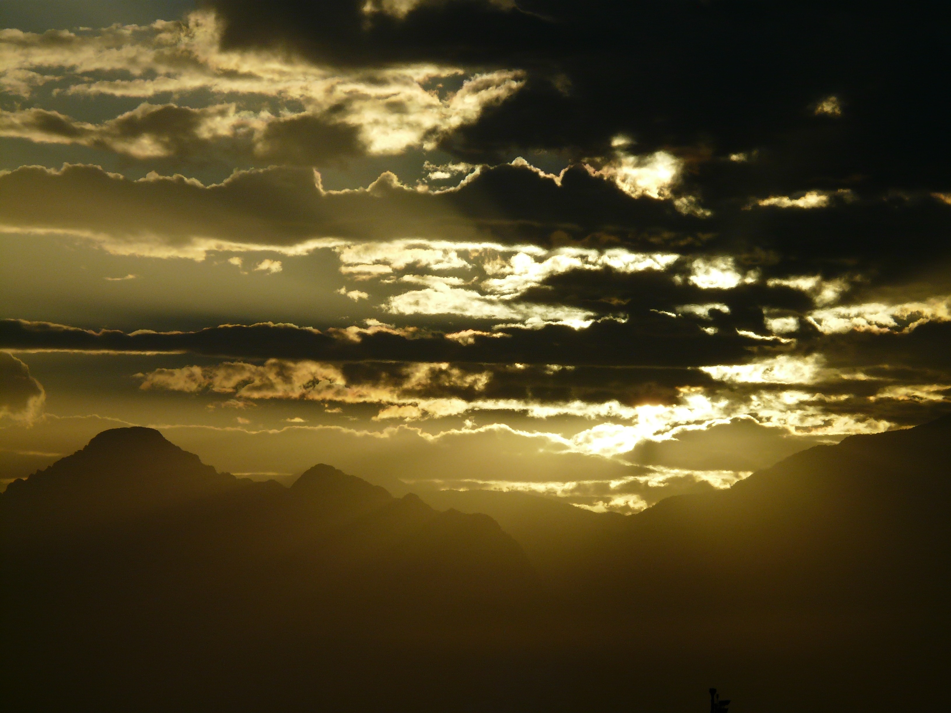 silhouette of mountain ranges during golden hour