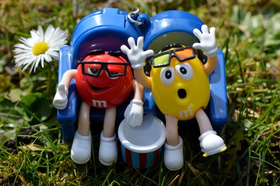 two m&ms watching movie and earning popcorn figurine preview