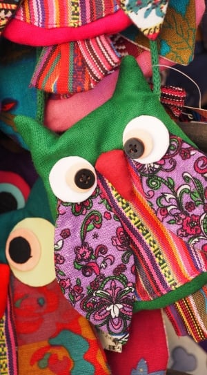 pink green and red owl bag thumbnail