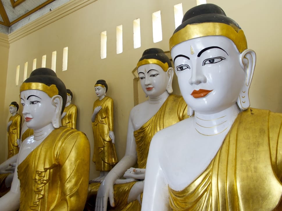 Statue, Temple, Buddha, Eastern, Gold, human representation, male likeness preview