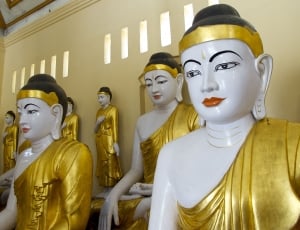 Statue, Temple, Buddha, Eastern, Gold, human representation, male likeness thumbnail