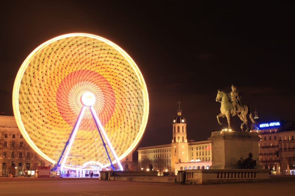 Lyon, Wheel, Ferris Wheel, night, illuminated preview