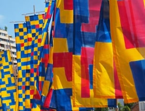 yellow-red-and-blue textiles thumbnail