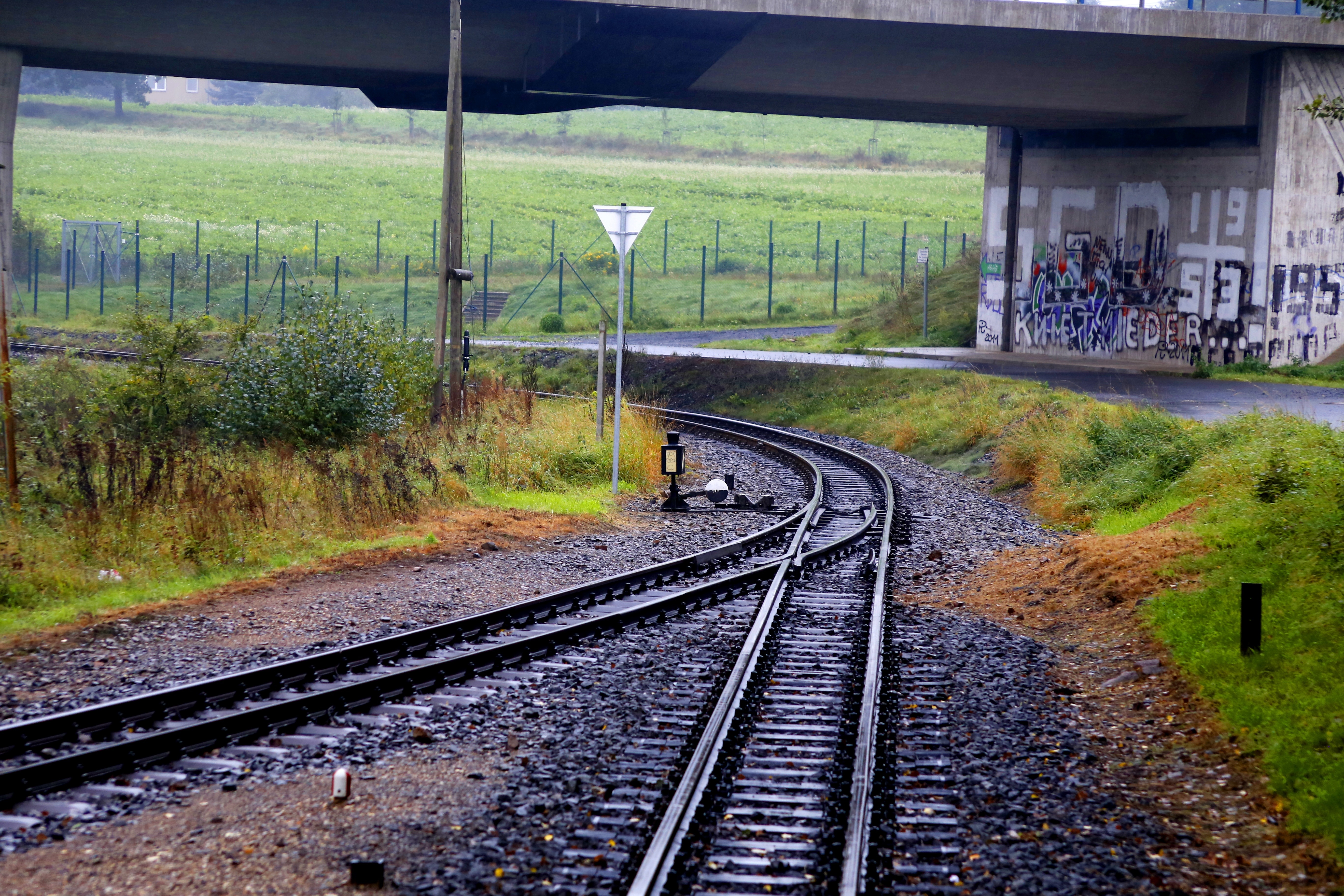black metal train rails
