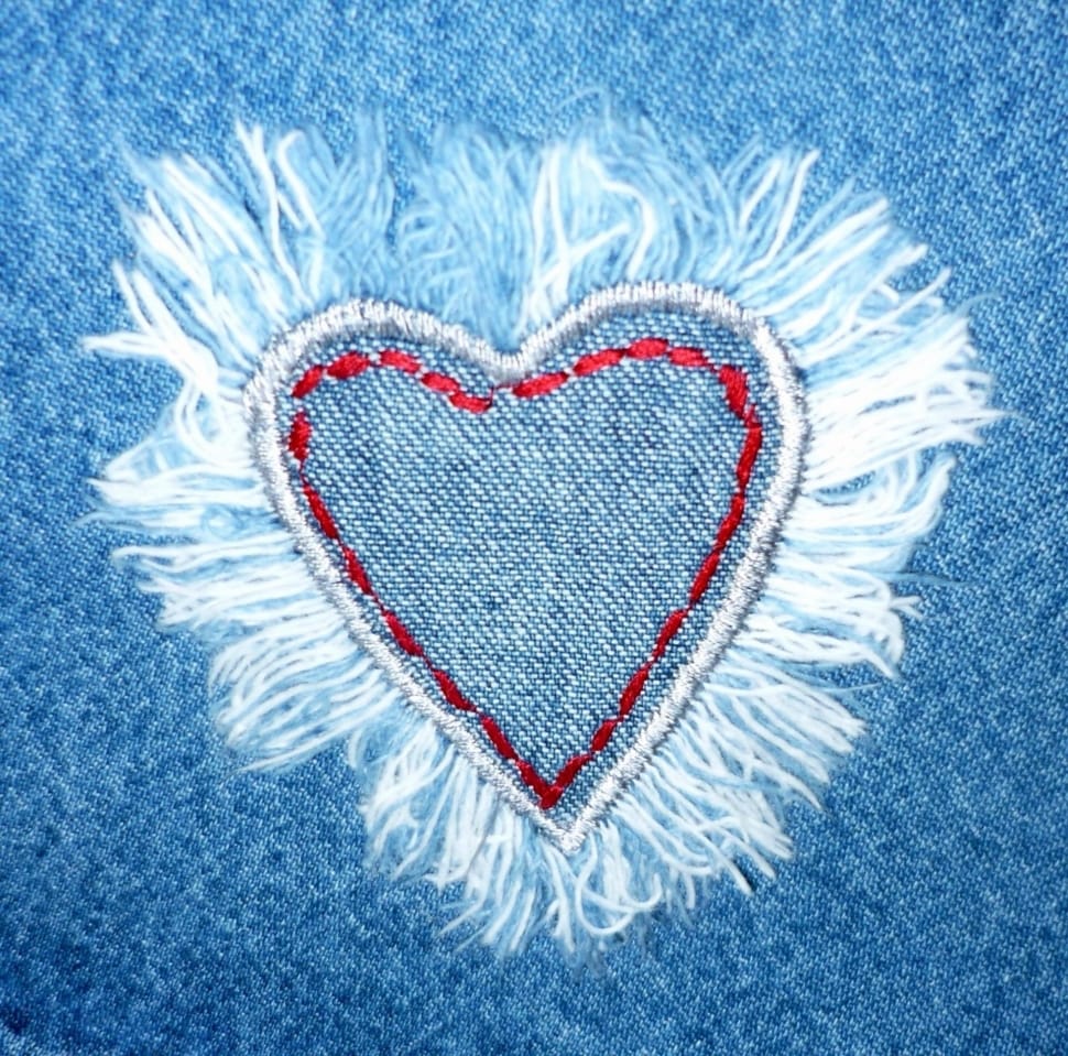 blue heart chambray patch preview