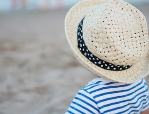 Beach, Childlike, Kids, Happy, Hotel, striped, hat thumbnail