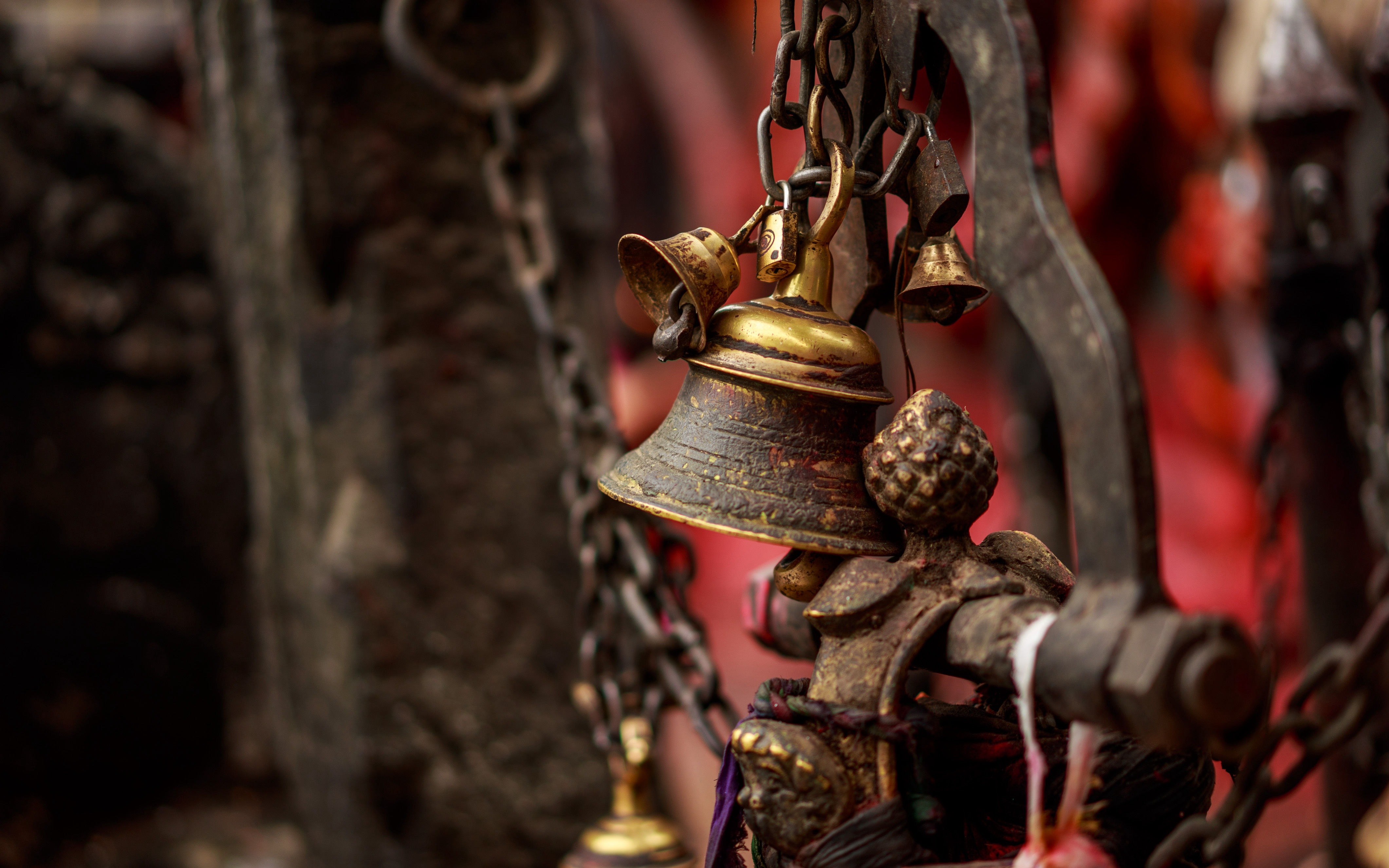 brown and brass vintage bells