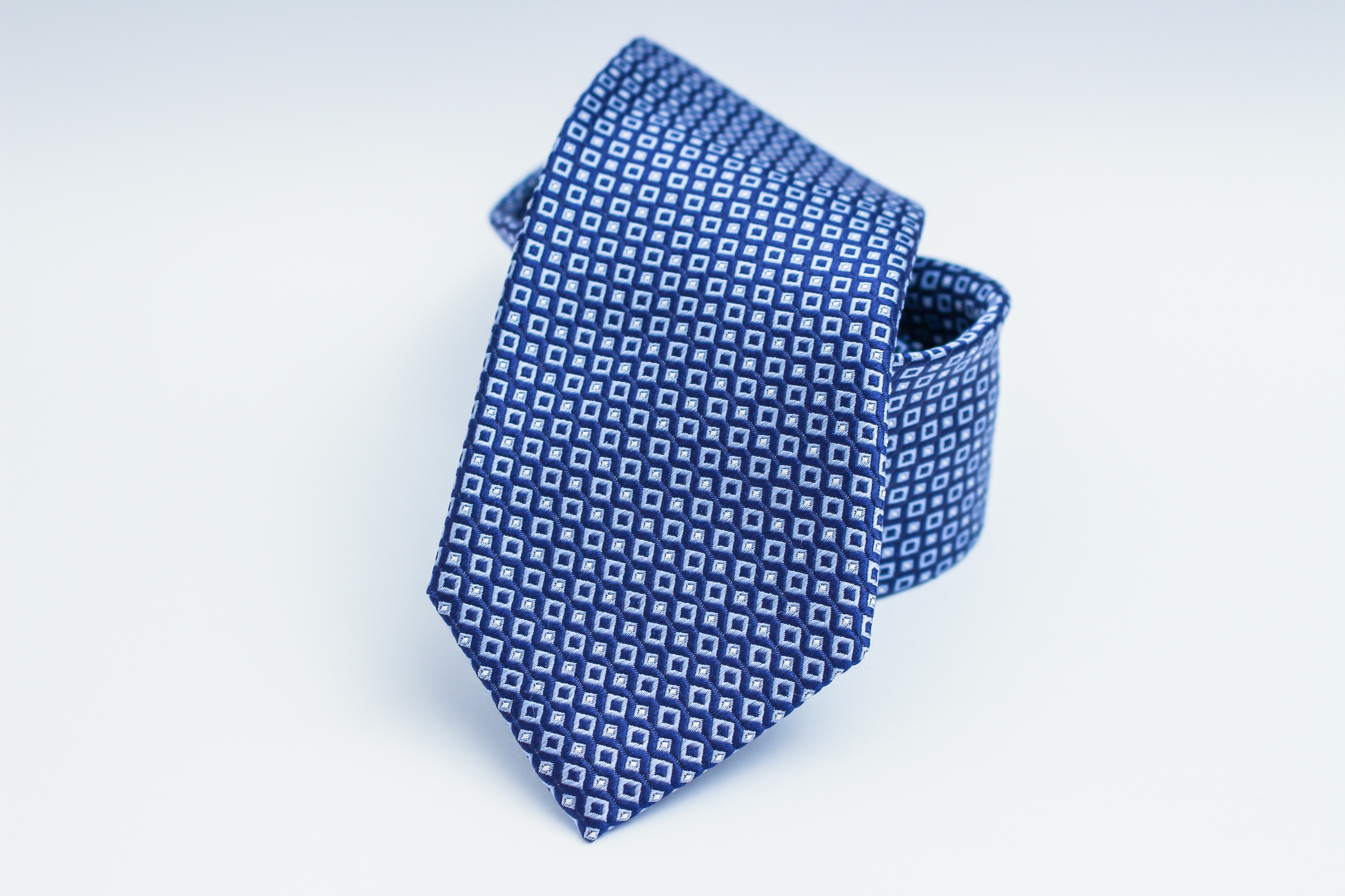 blue and white necktie