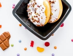 two glaze doughnut filled with chocolates thumbnail