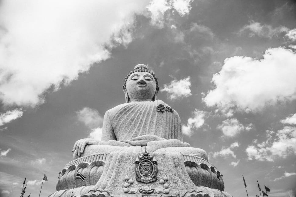 Statue, White, Black, Monument, low angle view, cloud - sky preview