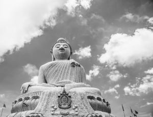 Statue, White, Black, Monument, low angle view, cloud - sky thumbnail