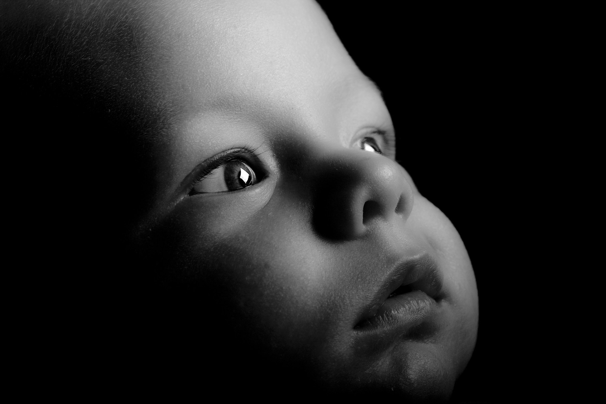 grayscale photo of baby