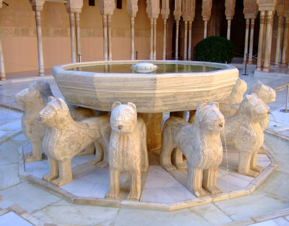 grey wooden 4 legged animals fountain preview