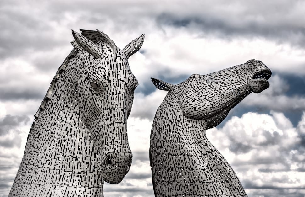 2 grey horse statues preview