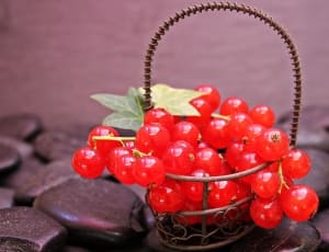 cherry fruit and brown steel basket thumbnail