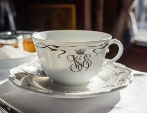 white and brown ceramic teacup thumbnail
