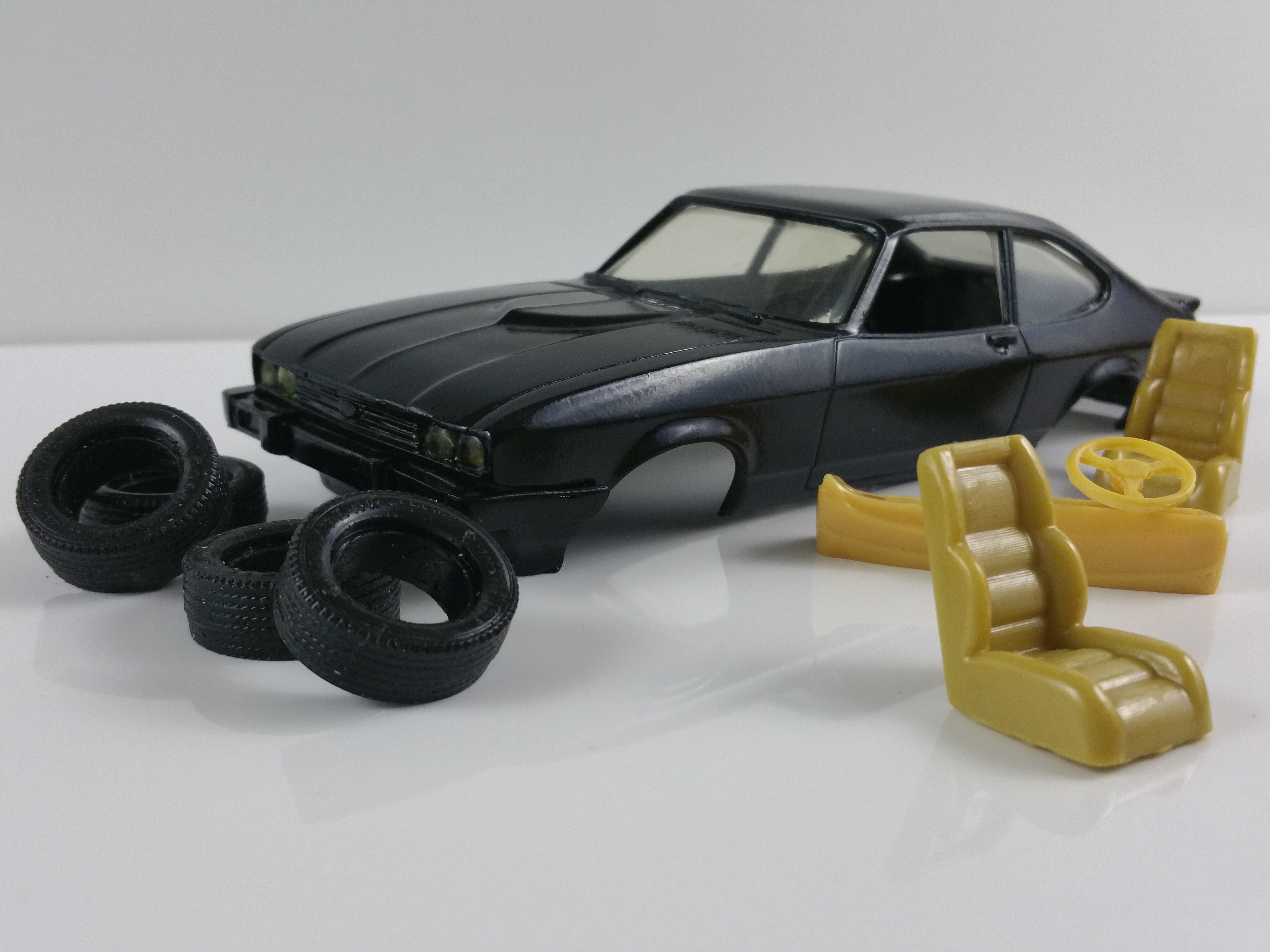 black ford capri plastic scale model kit