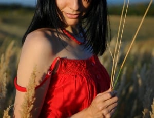 Red Dress, Woman, Nature, Girl, Female, one person, one woman only thumbnail