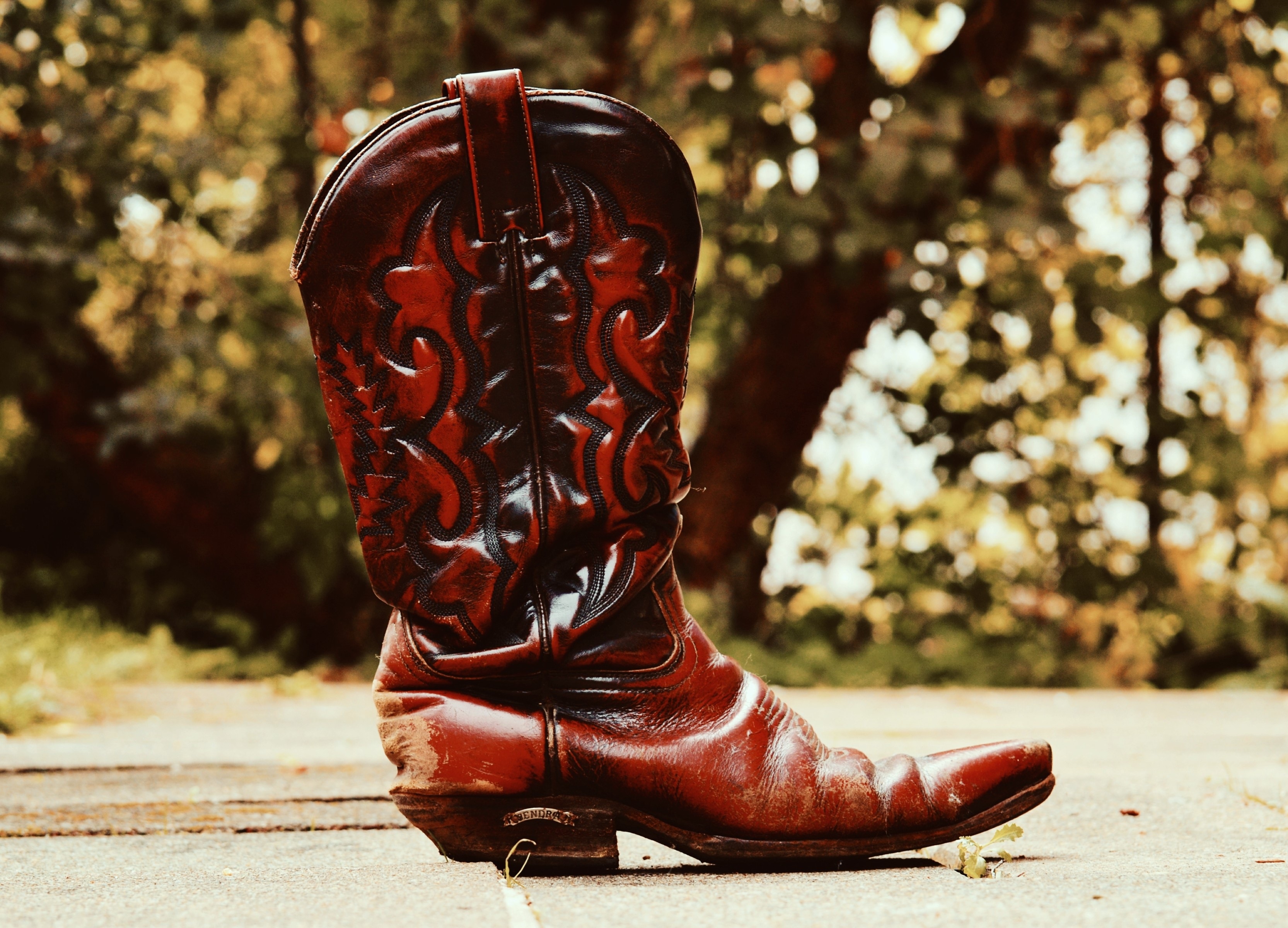 Leather, Cowboy Boots, Retro, 80S, Boots, shoe, red