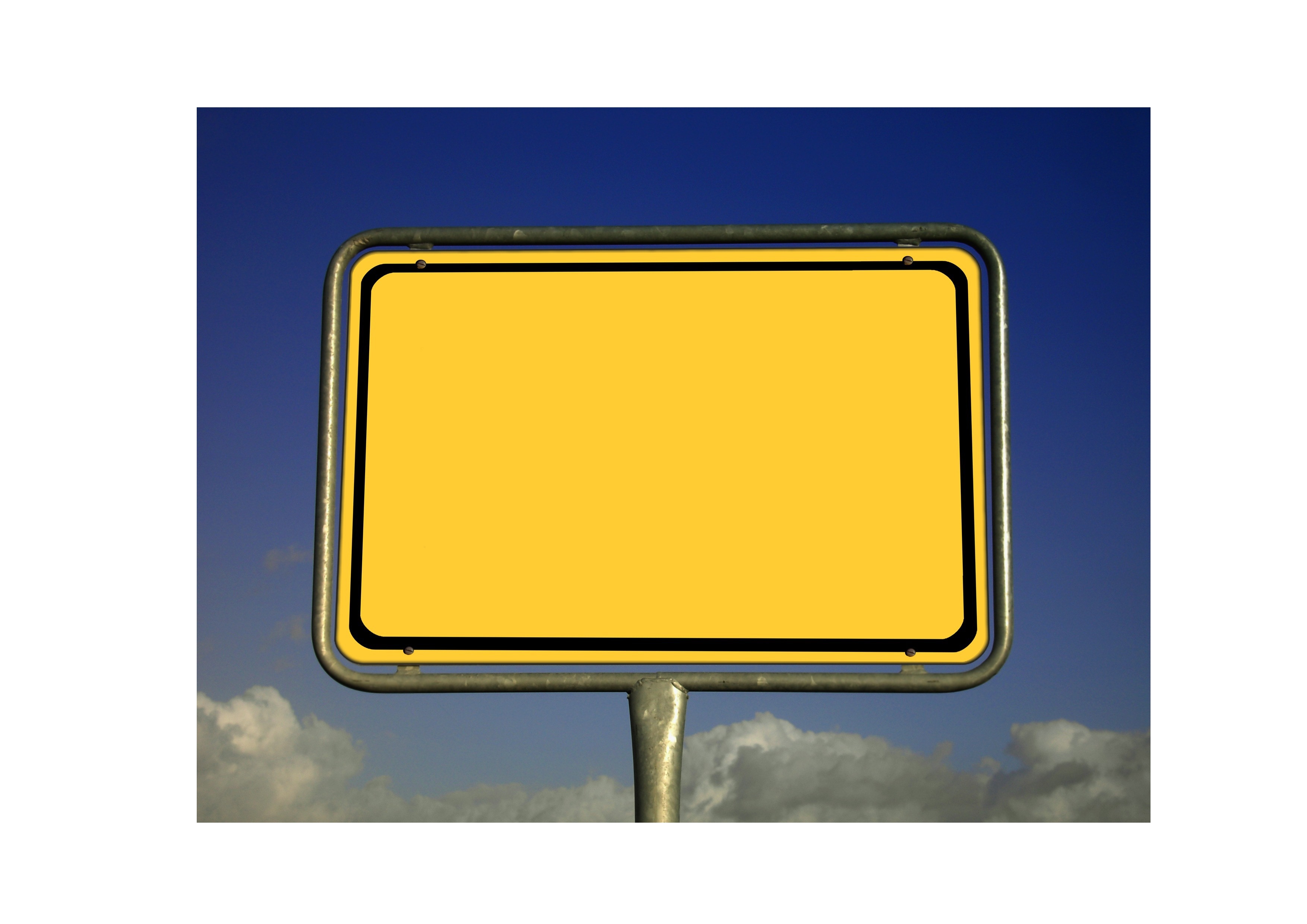 Signposts, Shield, Sky, Directory, blank, yellow